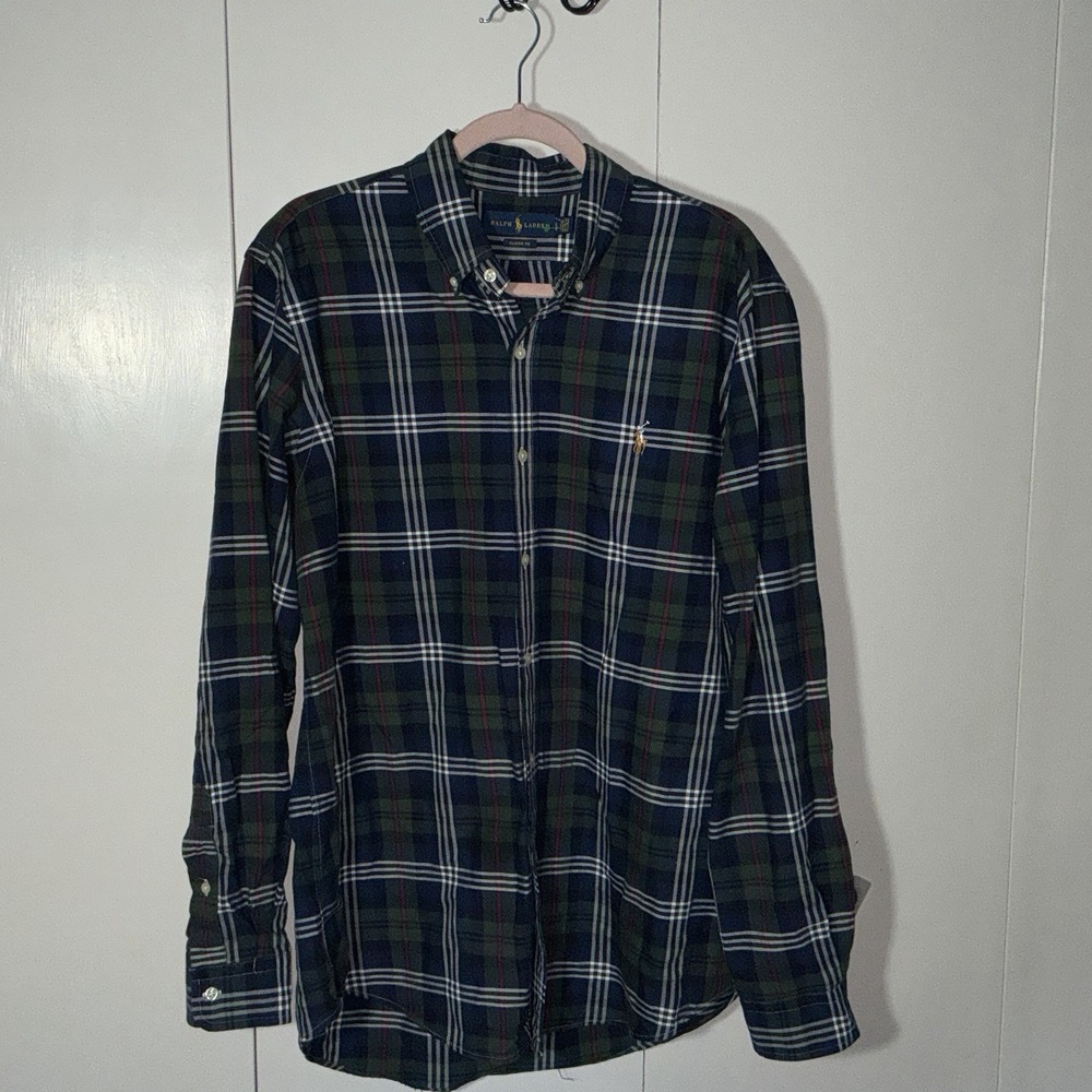 Polo Ralph Lauren Plaid Mens Large Shirt 24x31 Small Flaw